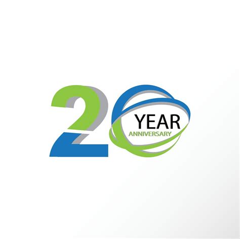 20 Year Anniversary Logo Vector Template Design Illustration blue and ...