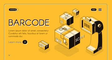 Free Vector | Barcode scanning web banner or site isometric with desktop barcode reader ...