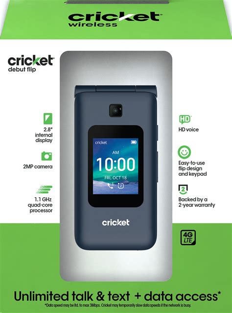 Buy Cricket Wireless Debut Flip, 4GB, Navy Blue - Prepaid SmartFlip ...