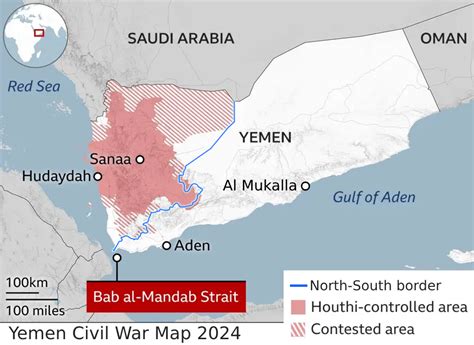 Yemeni Civil War Map 2024 - Houthi controlled areas with former ...