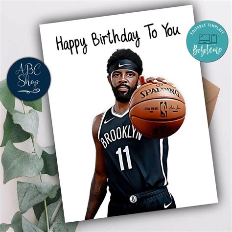 Brooklyn Nets Kyrie Irving Birthday Card Instant Download | Createpartylabels