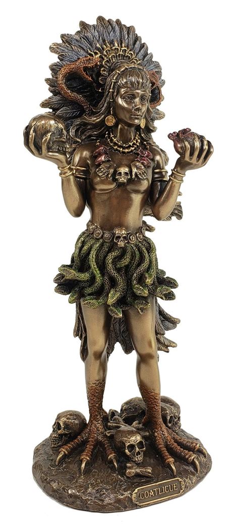 9 1/2 Coatlicue Aztec Earth Goddess With Serpent Skirt Statue Bronze ...