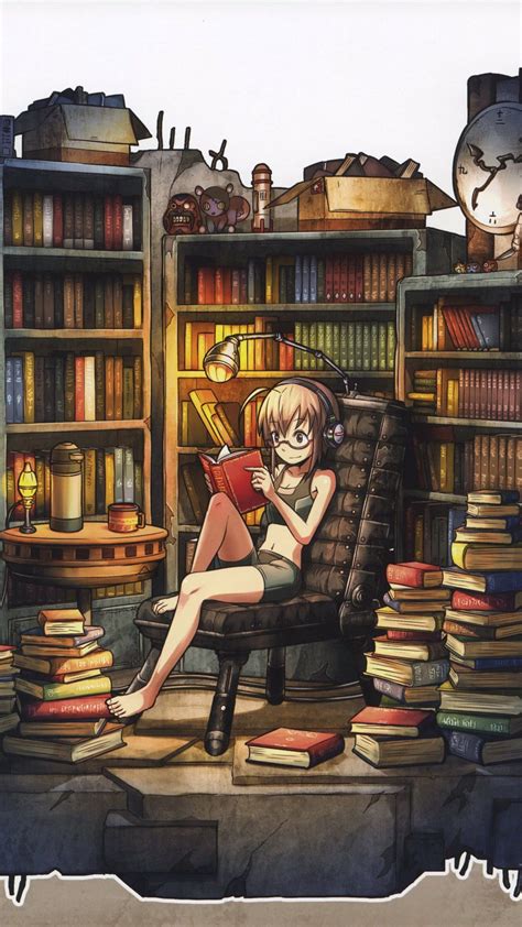 Anime Girl Reading Books Wallpapers - Wallpaper Cave