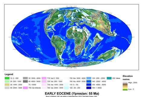 The Earth during the Early Eocene 55 Million Years Ago | Earth, Map, Paleontology