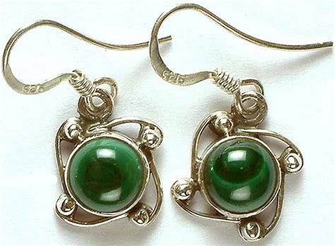 Malachite Earrings | Exotic India Art