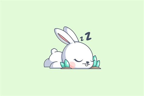 Cute Bunny Sleeping in the Garden Graphic by wawadzgn · Creative Fabrica