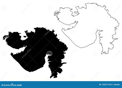 Gujarat map vector stock vector. Illustration of icon - 129377765