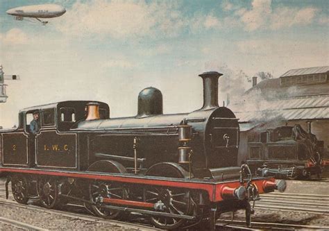 Isle Of Wight Central Railway 0-4-0T Train at Seeham Station Painting Postcard - Postcards ...