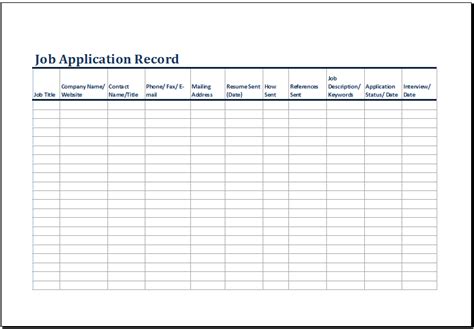 Printable Job Application Log Template MS Excel | Excel Templates ...