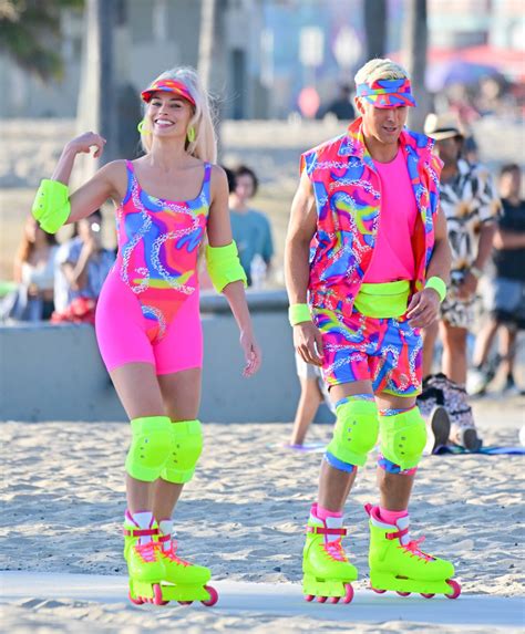 Margot Robbie and Ryan Gosling Rollerblade in '90s Looks in ‘Barbie’