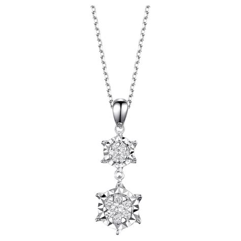 14K White Gold Diamond Sapphire Necklace For Sale at 1stDibs