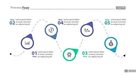 Free Vector | Five step process chart slide template