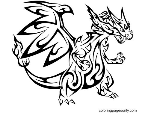 Mega Charizard X Coloring Page - Free Printable Coloring Pages