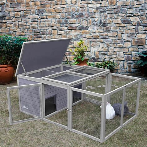 Aivituvin Bunny Hutch with Large Runs with Waterproof Roof for Outdoor ...