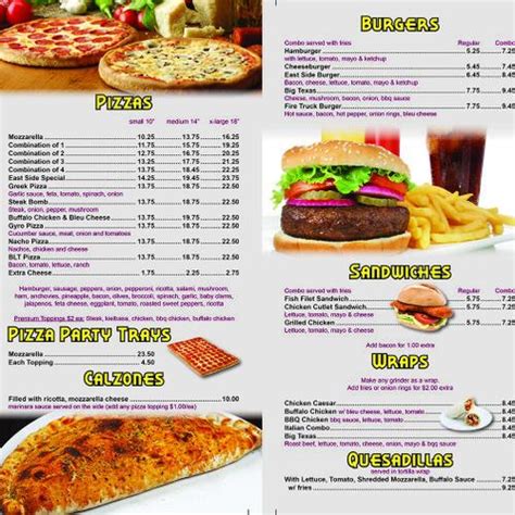 East Side Pizza menu in New Britain, Connecticut, USA