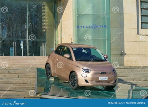 New Stellantis Automotive Corporation Logo Appear on Plate and Flags at ...