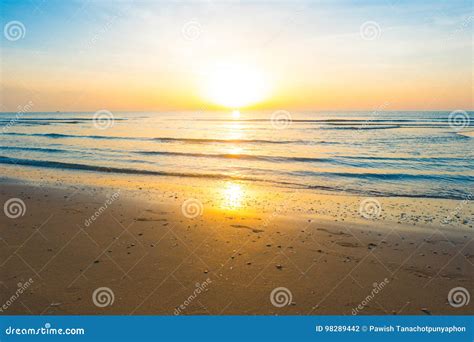 Beautiful Sunrise on Tropical Sand Beach. Stock Photo - Image of golden ...