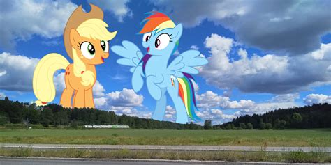 Rainbow Dash and Applejack come to have some fun by TheOtterPony on DeviantArt