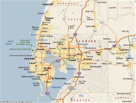 a large map of the state of florida with roads and major cities on it's sides