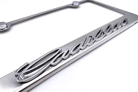 Chrome Stainless License Plate Frame w/ Chrome 3D Cadillac Script Logo ...