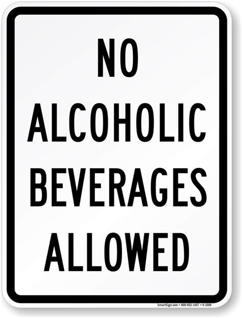 No Alcoholic Beverages Allowed Sign, SKU: K-1009