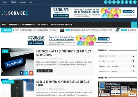 Sora Seo Blogger Template Premium Version - SoraTemplates