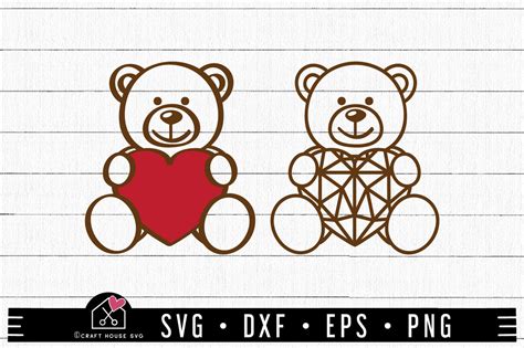 FREE Teddy Bear Heart SVG Valentine cut file - Craft House SVG