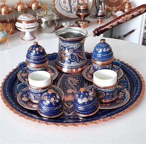 Turkish Coffee Set, Turkish Coffee Cup Set, Arabic Coffee Set, Copper ...