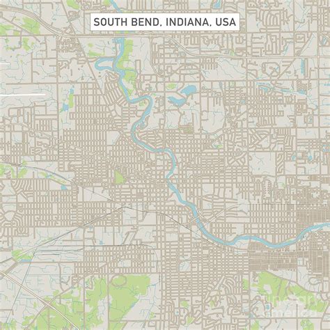 South Bend Indiana US City Street Map Digital Art by Frank Ramspott - Fine Art America