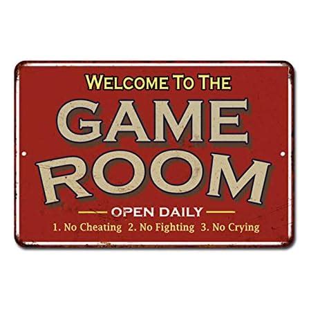 Amazon.com: Game Room Sign Rustic Wall Décor Gameroom Signs Home Vintage Decorations Games ...