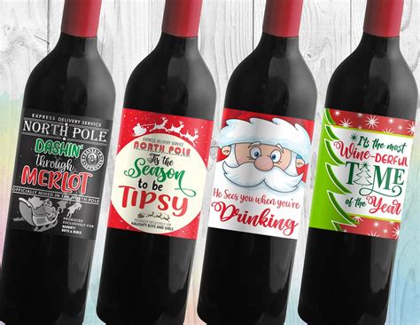 Christmas Wine Labels, Funny Wine Label Printable, XMAS Wine Printable Party Decoration ...