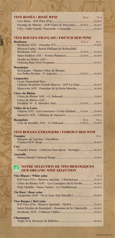 Cape Cod menu — DLP Guide • Disneyland Paris Restaurants, Dining, Places to Eat