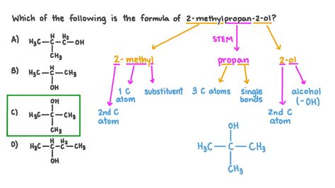 Question Video: Identifying the Correct Structure of 2-Methylpropan-2-ol | Nagwa