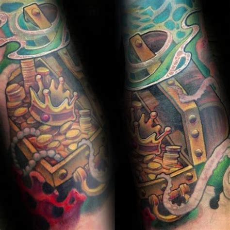 40 Treasure Chest Tattoo Designs For Men - Valuable Ink Ideas