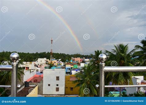 Rare Full Arch Double Rainbow Stock Photo - Image of cloud, field: 221062698