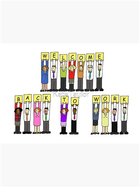 "Welcome Back to Work Cartoon Group of People" Sticker for Sale by KateTaylor | Redbubble