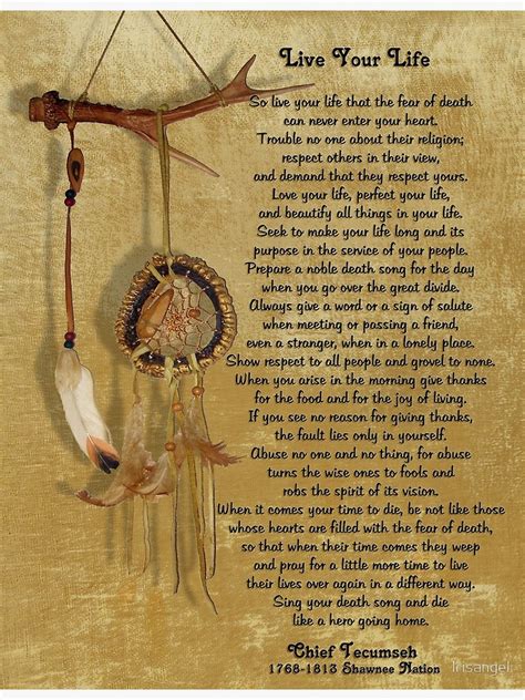 "Live Your Life" by Chief Tecumseh dream catcher Poster by Irisangel ...