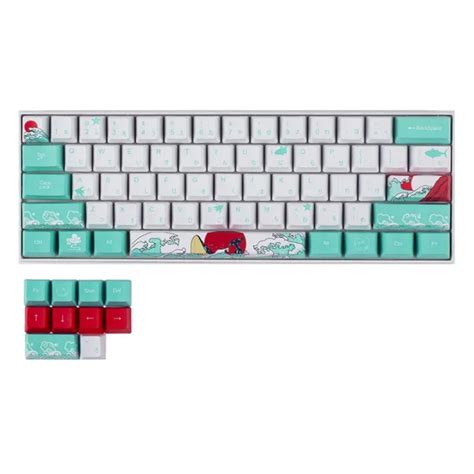 60% PBT Keycaps Set Profile for MX Switches Mechanical Gaming Keyboard GK61 64 (Coral Sea ...