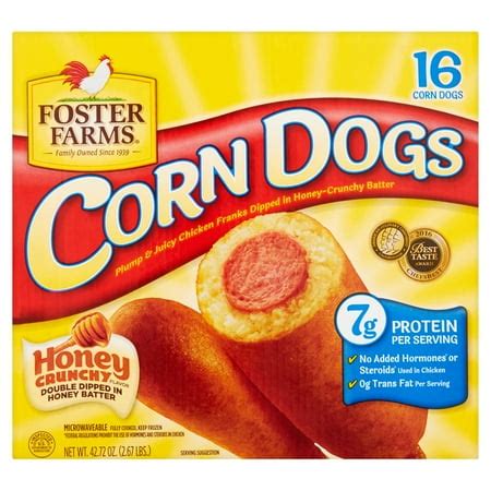 Foster Farms Honey Crunchy Flavor Corn Dogs, 16 count, 42.72 oz ...