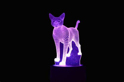 3D Cat Night Light LED Desk Remote Touch Lamp With 7 Color - Etsy