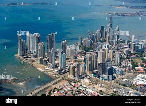 AERIAL OF PANAMA BAY PUNTA PAITILLA SKYLINE DOWNTOWN PANAMA CITY REPUBLIC OF PANAMA Stock Photo ...