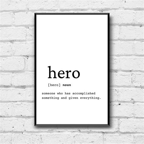 Hero Definition Wall Art Hero Gift Idea Hero Digital Print - Etsy Hero Definition, Hero Gift ...