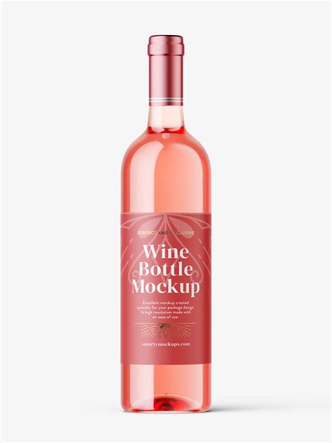 Rose wine bottle mockup - Smarty Mockups