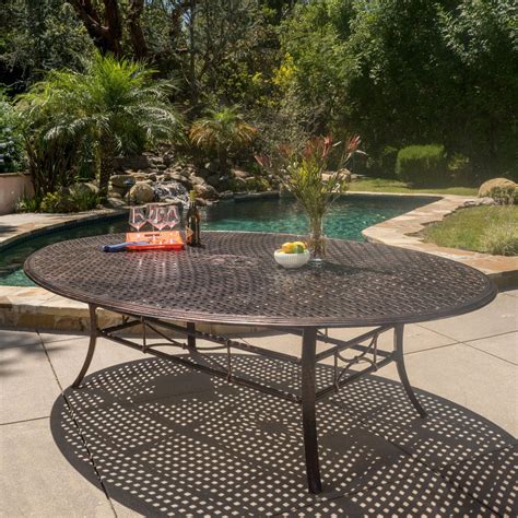 Sunset Shiny Copper Aluminum Oval Patio Dining Table - Walmart.com - Walmart.com