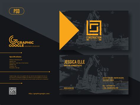 Free Construction Business Card Design Template - Graphic Google - Tasty Graphic Designs ...