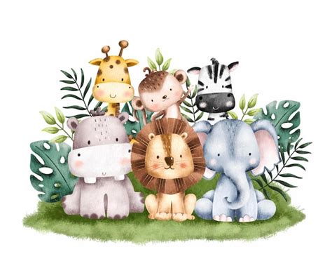 Premium Vector | Watercolor Illustration Safari Animals Illustration