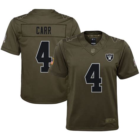 Nike Derek Carr Oakland Raiders Youth Olive Salute to Service Game Jersey