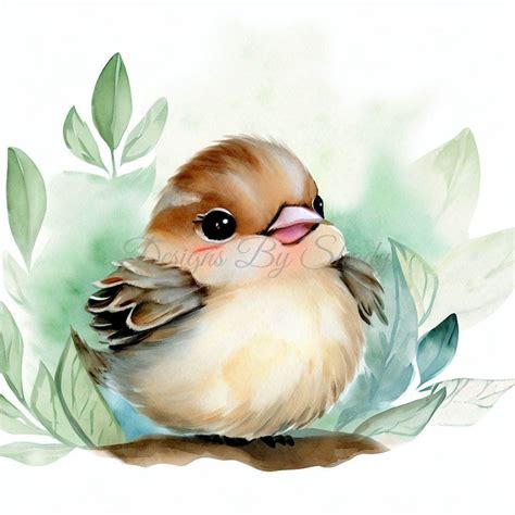 14 Baby Sparrows Clipart Pngs, Commercial Use Digital Download, Mixed Media Card Making, Digital ...