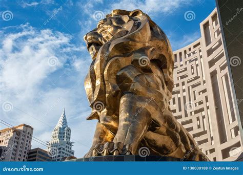 Statue of Leo, the MGM Lion, in Front of MGM Grand Hotel and Casino in ...