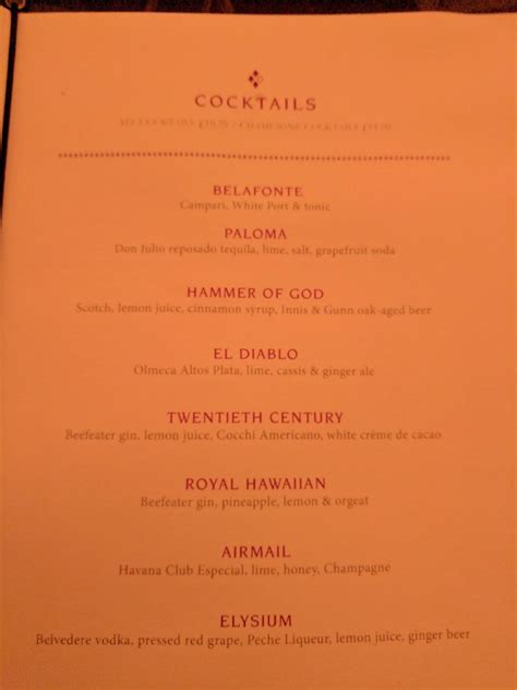 Menu at The Ivy Club, London